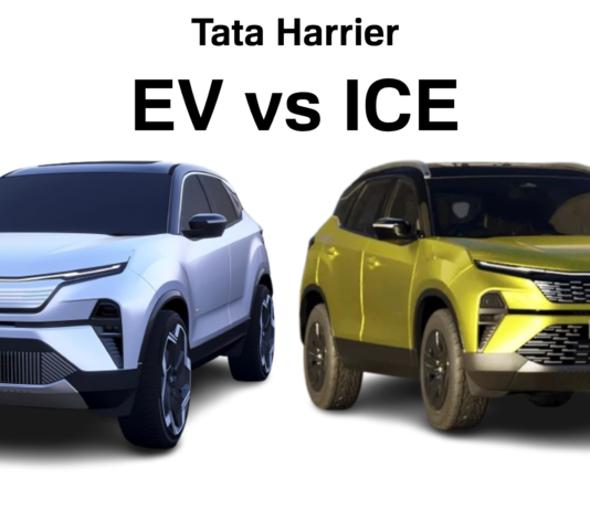 Tata Harrier EV vs ICE: Real-Life Image Comparison