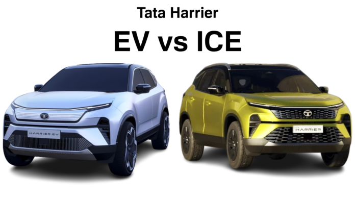Tata Harrier EV vs ICE: Real-Life Image Comparison