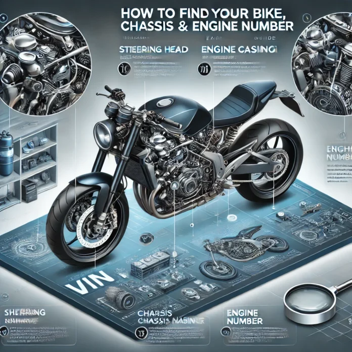 how to locate a motorcycle’s VIN, chassis, and engine number